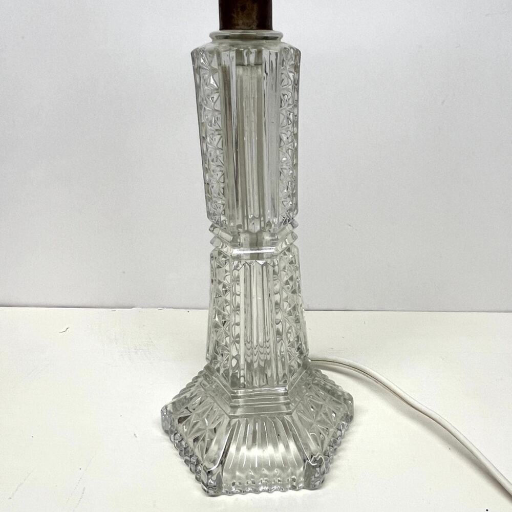 Vintage Glass Boudoir Table Lamp Beaded Fringe Lampshade - Picture 2 of 8